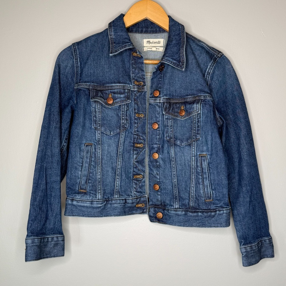 Madewell Shrunken Stretch Denim Jacket Women's Small Blue Jean Trucker Coat